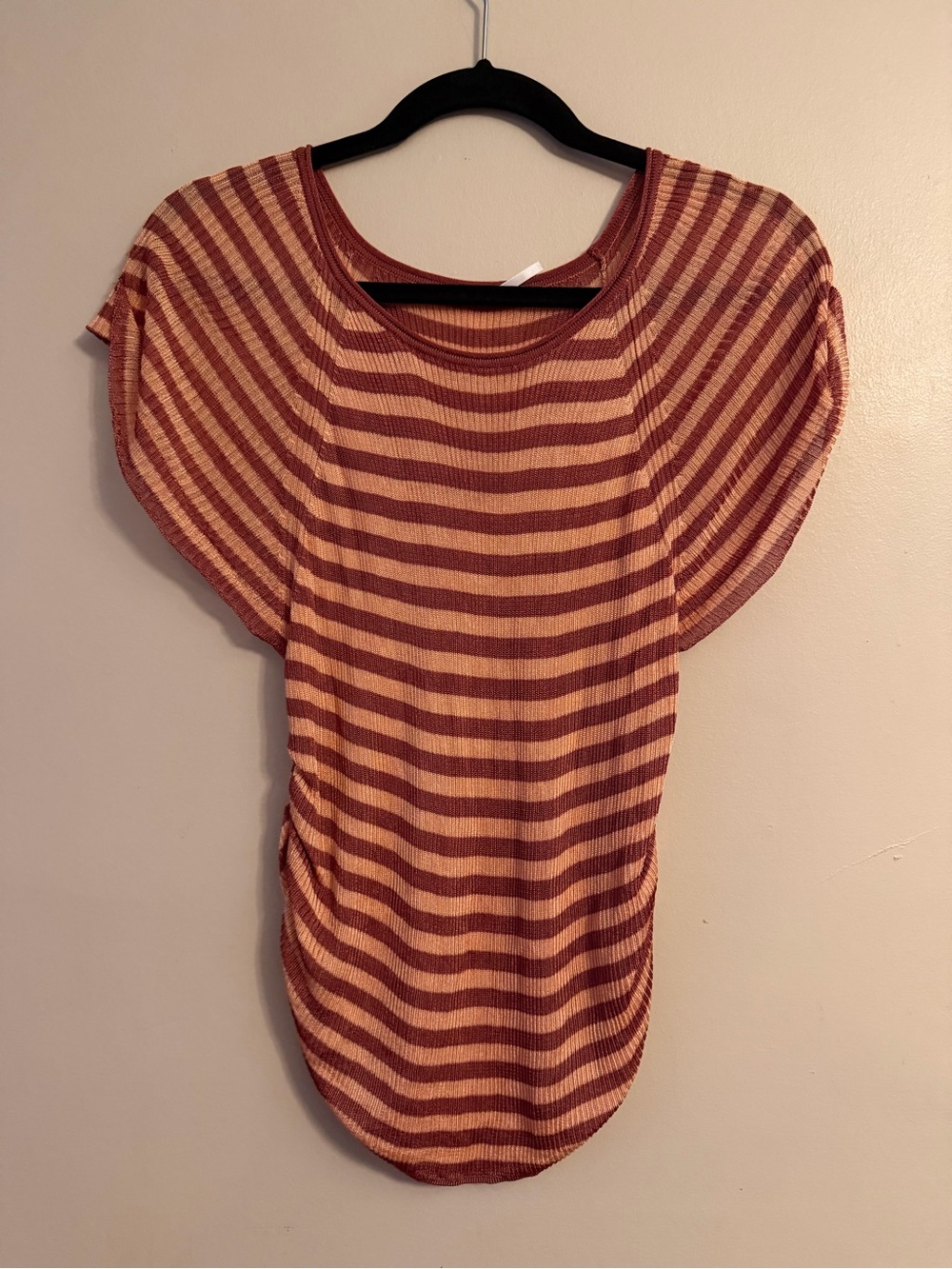 Free People Striped Knit Top in Rust and Cream